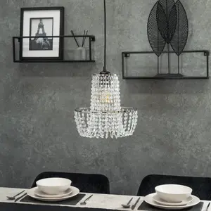 ValueLights Tegan Silver Jewel Acrylic Droplet Chandelier Easy Fit Ceiling Light Shade