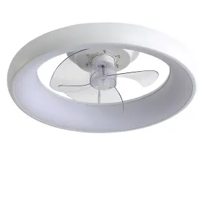 White Ceiling Fan with Lights Dimmable LED Reversible 3 Blades 6 Speed with Remote Control