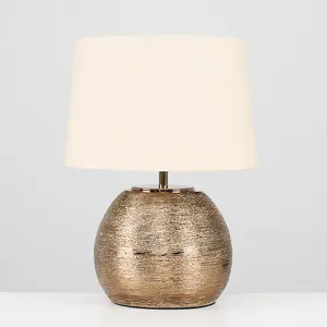 ValueLights Krista Metallic Copper Effect Ceramic Table Lamp with Cream Tapered Shade - Includes 4w LED Candle Bulb 3000K