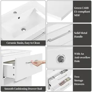 61mm Single Bathroom Vanity with Drop In Ceramic Basin