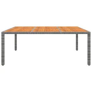 Berkfield Garden Table 200x150x75 cm Acacia Wood and Poly Rattan Grey