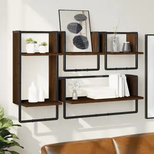 Marusya 4 Piece Floating Shelf (Set of 4) Brown Oak