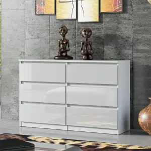 6-Drawer Chest of Drawers 120cm White - Creative Furniture