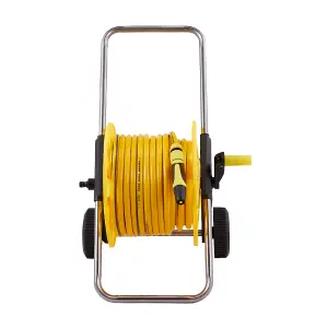 40m Wheeled Hose Reel Cart with 3 Modes in Yellow