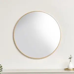 Melody Maison Large Round Gold Wall Mirror - 80cm x 80cm