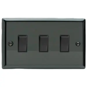 Varilight 3-Gang 10A 1- or 2-Way Rocker Switch (Twin Plate) Iridium