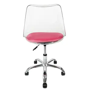 Soho Clear Plastic Dining Chair with Swivel Base Bright Pink