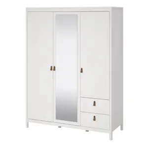 Barcelona  Wardrobe with 2 doors + 1 mirror door + 2 drawers White