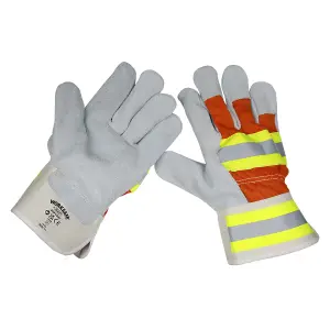 Sealey Reflective Riggers Gloves Workshop Safety Construction Pair SSP14HV