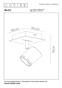 Lucide Rilou Modern Ceiling Spotlight - LED Dim. - GU10 - 1x5W 3000K - White