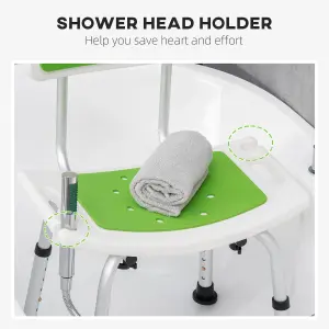 HOMCOM Shower Stool for Elderly Disabled Adjustable Shower Stool Green