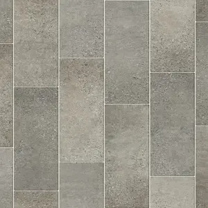 Grey Modern Tile Effect Anti-Slip Vinyl Flooring for Home, Shops, Offices, 3.8mm Thick Vinyl Sheet-6m(19'8") X 4m(13'1")-24m²