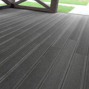 Set of 16 Dark Grey WPC Waterproof Decking Floor Tiles Set with Accessories Kit 8.4 m²