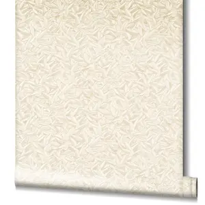 Galerie Earth Collection Cream Textured Leaves Sheen Wallpaper Roll