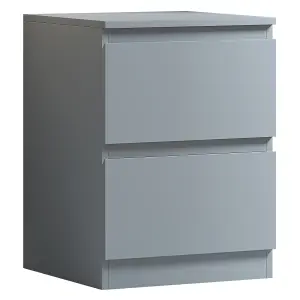 2 Drawer Bedside Table Nightstand Matt Grey