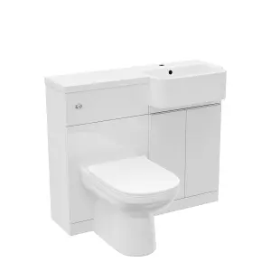 Nes Home 1000mm White RH Freestanding Cabinet with Basin, WC Unit & Toilet