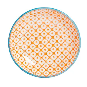 Nicola Spring Hand-Printed Sauce Dish - Japanese Style Porcelain Snack Salsa Dip Crockery - 10cm - Orange