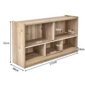 Costway Kids Storage Shelf Unit 5-Cubby Wooden Children Bookcase Toy Storage Organizer