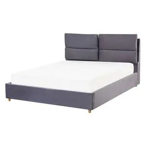 Velvet EU Double Size Ottoman Bed Grey BATILLY