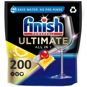 200 x Finish Powerball Quantum Ultimate Lemon Sparkle Dishwasher Tablets