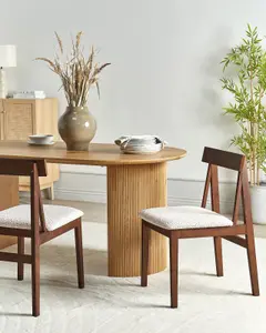 Set of 2 Dining Chairs ISLE Rubberwood Beige