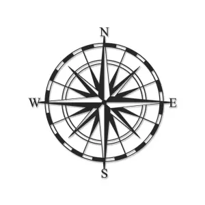 Decortie Modern Metal Wall Art Compass Home Ornament Decorative Minimalist Design Hanging Wall Sculpture, Black