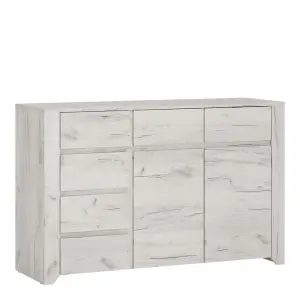 Angel 2 Door 3+3 Drawer Wide Chest in White Craft Oak