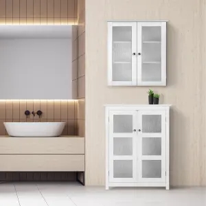 Teamson Home Wall Mounted Bathroom Cabinet with 2 Glass Doors, Bathroom Storage, White