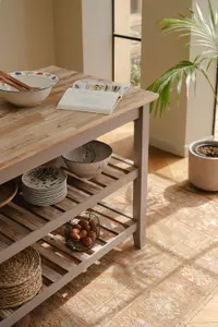 Florence Truffle Breakfast Bar Kitchen Island with Shelves