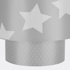 First Choice Lighting Set of 2 Grey & White Star Design Easy Fit Light Shades