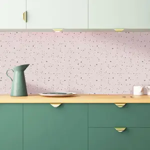 Walplus Rose Pink Metallic Silver Terrazzo Wall Metallic Tile Sticker Set 24Pcs