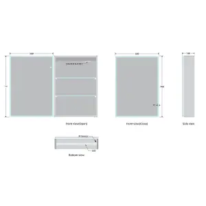 Bella LED Cabinet 700 x 500mm Single Door and Shaver - Matt Silver