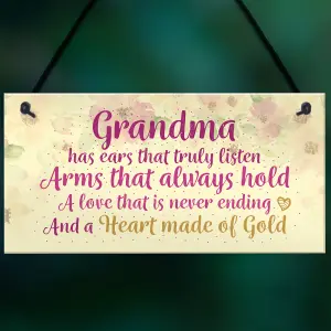 Red Ocean Heart Of Gold Grandparent Grandma Gran Nan Plaques Floral Signs Birthday Gift Keepsake