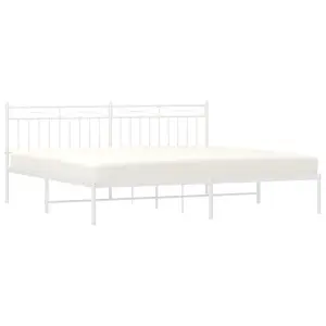 Berkfield Metal Bed Frame with Headboard White 200x200 cm