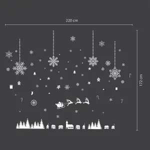 Silver and White Snowflakes Ornaments Wall Stickers Living room DIY Home Decorations