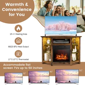 Costway Fireplace TV Stand for TVs up to 50 Inches Electric Fireplace Insert LED Lights