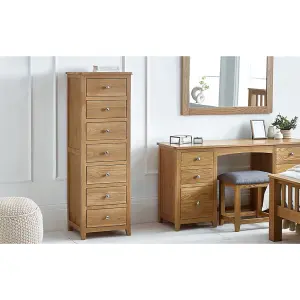 Solid Oak 7 Drawer Narrow Chest - FSC Mix