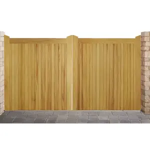 Iroko Highampton Gates 3/4 1/4 Split - 3.3m Total Width x 1.2m High - Large Gate Left Hand