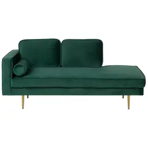 Left Hand Velvet Chaise Lounge Emerald Green MIRAMAS