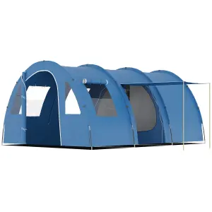 Outsunny 5-6 Man Family Tent Camping Tent with Two Room, Floor & Carry Bag