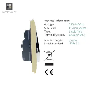 Trendiswitch Gold 2 Gang 13 Amp Switched Socket