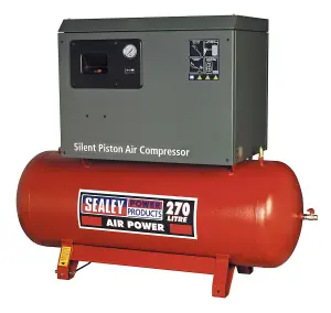 Sealey Air Compressor 270L Belt Drive 5.5hp 3ph 2-Stage with Cast Cylinders Low Noise SAC42755BLN