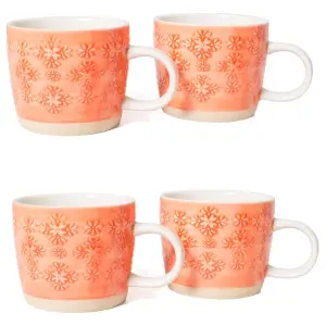 Nadiya Hussain Set of 4 Embossed Mug Red