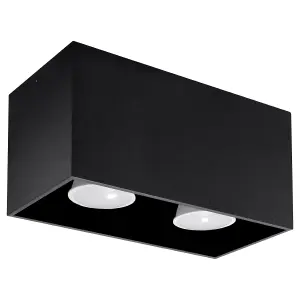 Quad Maxi Aluminium Black 2 Light Classic Ceiling Light