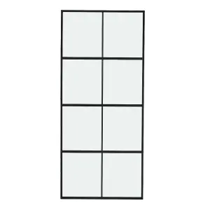 8 Lites Black Heavy Duty Glass Sliding Barn Door Panel Interior Door with 6ft Hardware Kit Roller Track System