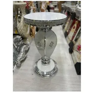 Italian End Table Mirrored Crystal Side Table Sparkly White F049