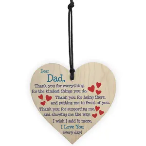 Red Ocean Dad I Love You Everyday Father's Day Gift Wooden Hanging Heart Cute Dad Sign