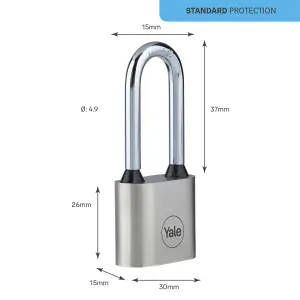 Yale Medium duty Block Iron Disc Long shackle Padlock (W)30mm