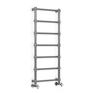 Retro Traditional Heated Towel Rail Grey / 117cm H x 50.4cm W x 10.2cm D