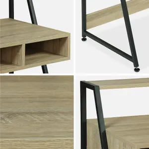 sweeek. Desk in metal and wood effect Loft Natural 100x48x94.5 cm